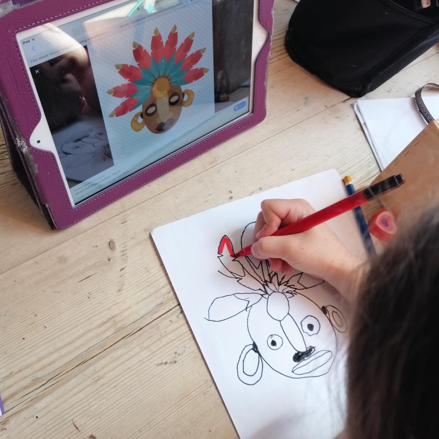 Child's drawing of a mayan mask