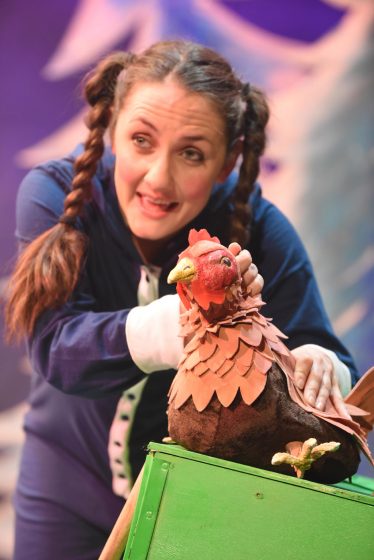 Puppeteer with Beryl the chicken puppet